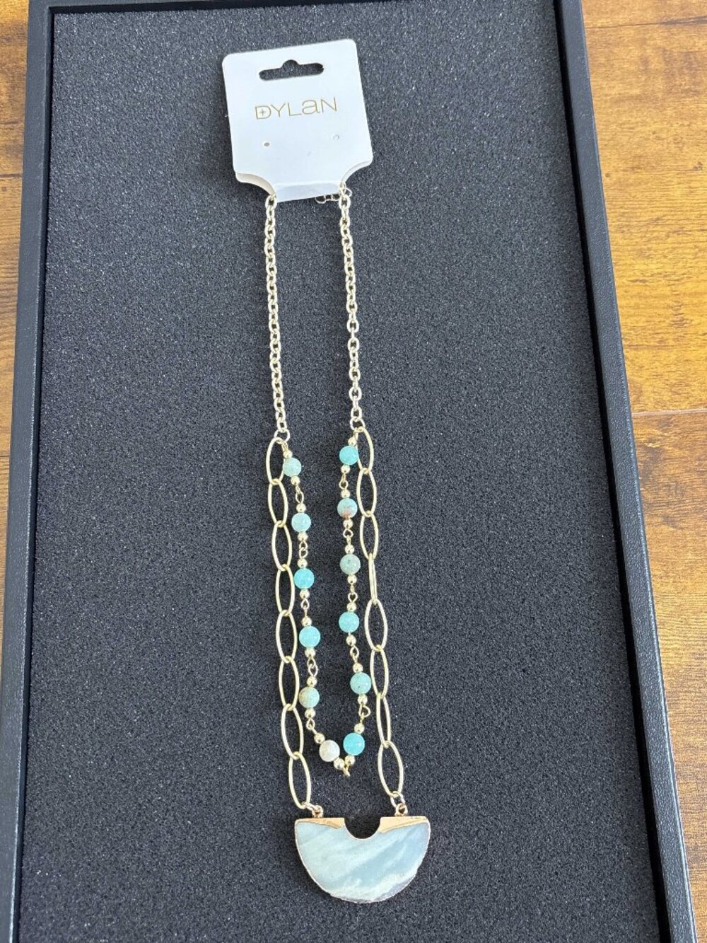 Dylan Marseille Amazonite Gold Layered Necklace NWT Boho
